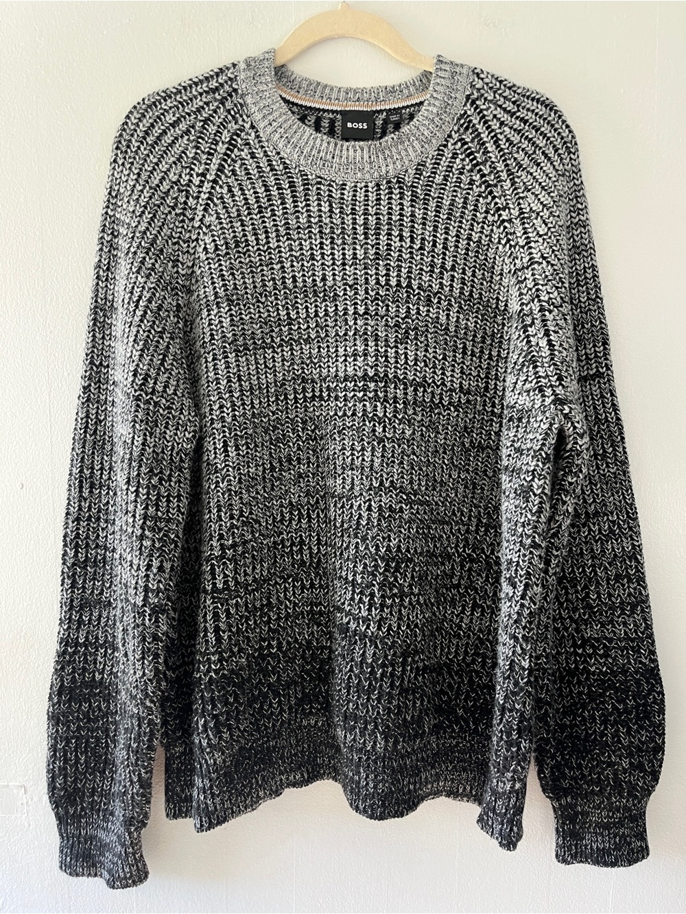 Boss Black and Gray Marled Crewneck Sweater